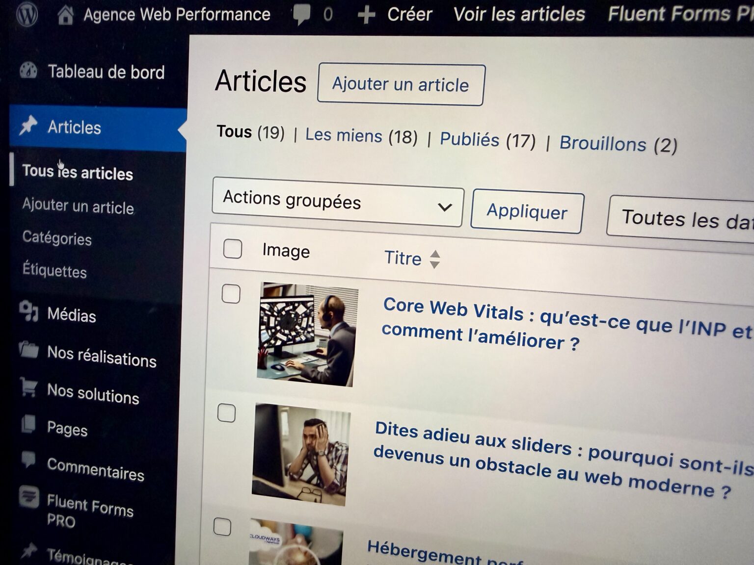 L'interface d'administration de WordPress