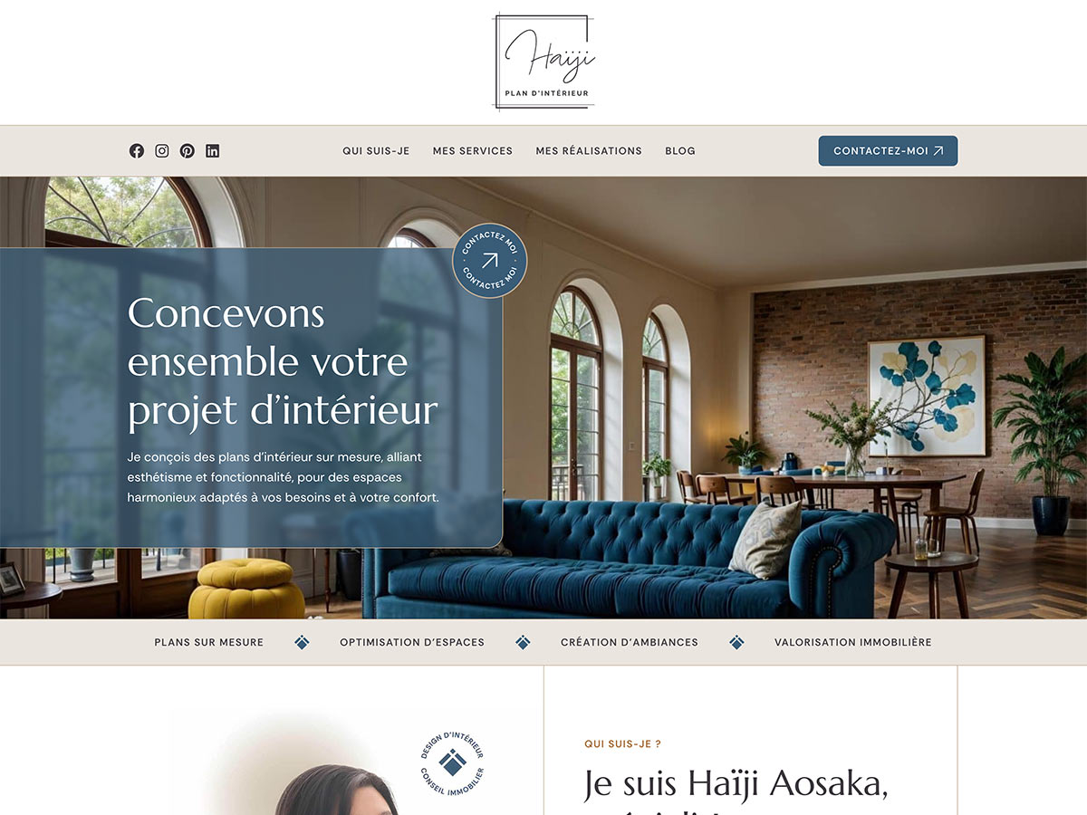 La page d'accueil, avec sa bannière travaillée, a nécessité un travail d'intégration poussé pour être performante
