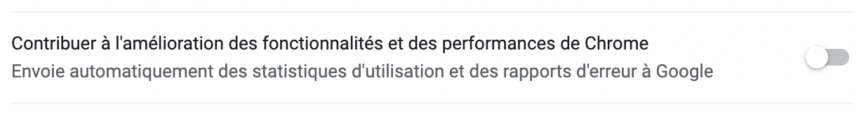 Contribuer à l'amélioration des performances dans Chrome : option des préférences utilisateur
