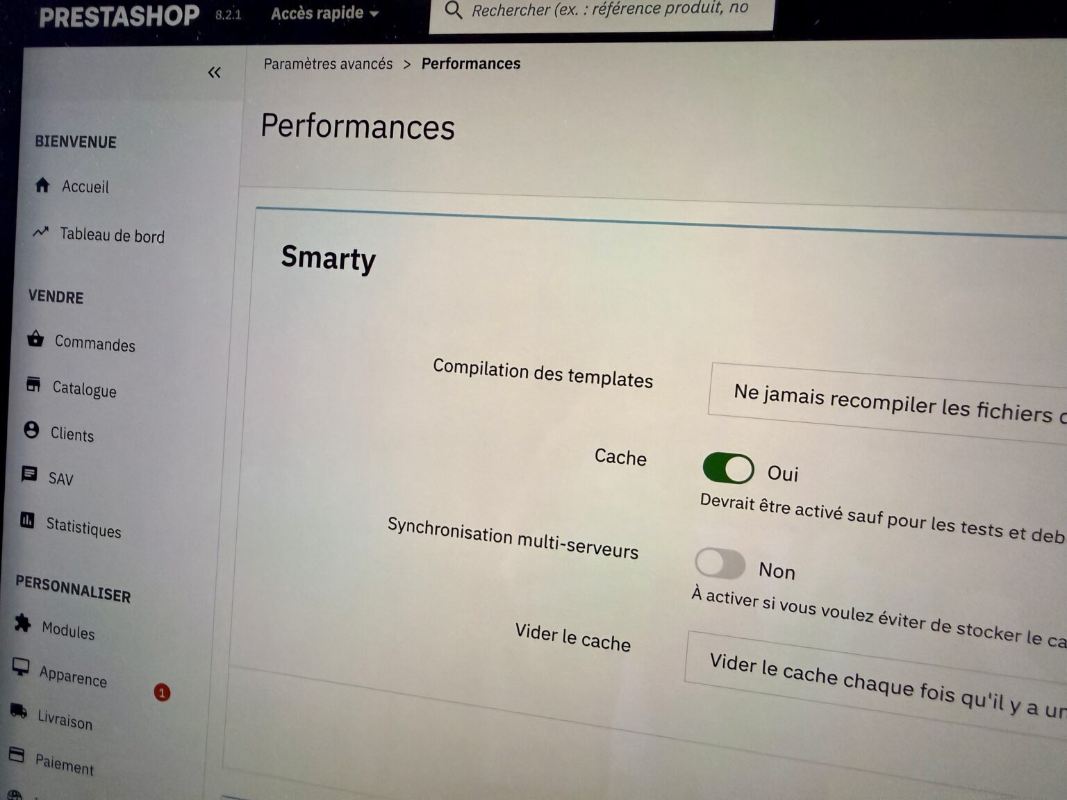 Administration de Prestashop