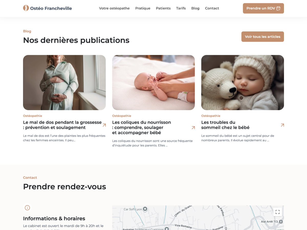 Les derniers articles du blog remontent également en page d'accueil, ce qui est essentiel pour le SEO