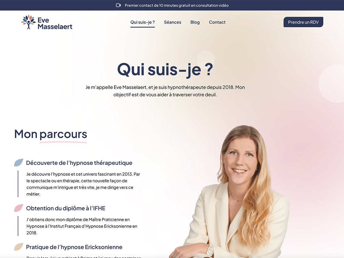 La crédibilisation passe par la création d'une page revenant sur son parcours